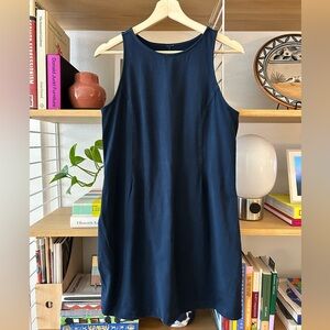 Lululemon Cinched-Waist Cotton Blend Tank Dress Navy Small